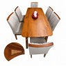 Conjunto de Mesa Tampo de Madeira com Palhinha Natural Milena com 6 Cadeiras Estofadas Morgana Linho Bege Imbuia