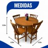 Conjunto de Mesa de Madeira Quadrada 0,80m com 4 Cadeiras Corupixá Amêndoa Fosco