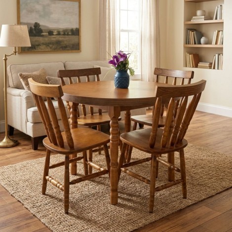 Conjunto de Mesa de Madeira Quadrada 0,80m com 4 Cadeiras Corupixá Amêndoa Fosco