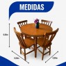 Conjunto de Mesa Redonda Madeira 0,90m com 4 Cadeiras Corupixá Amêndoa Fosca