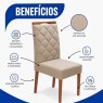 Mesa Londrina 1,80x0,90m vidro Off White com 6 Cadeiras Estofadas Morgana Linho Bege