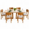 Mesa Londrina 1,80x0,90m vidro Off White com 6 Cadeiras Instambul encosto Madeira