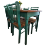 Conjunto de Mesa 1,20x0,80m Tampo de Madeira com 4 Cadeiras Verão Ripadas Laca Verde/ Mel