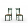 Conjunto de Mesa 1,20x0,80m Tampo de Madeira com 4 Cadeiras Verão Ripadas Laca Verde/ Mel