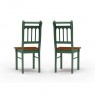 Conjunto de Mesa 1,20x0,80m Tampo de Madeira com 4 Cadeiras Verão Ripadas Laca Verde/ Mel