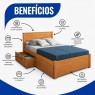 Cama Casal Madeira 1,40m Essenza Peseira Fechada com 4 Gavetas Baú Mel