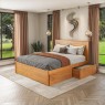 Cama Queen Madeira 1,60m Essenza Peseira Fechada com 2 Gavetas Baú Mel