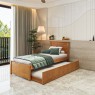 Cama Solteiro de Madeira 0,90m Essenza Peseira Fechada com Cama Auxiliar Mel