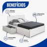 Cama Casal Madeira 1,40m Essenza Peseira Fechada com 2 Gavetas Baú Laca Branca