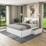 Cama Casal Madeira 1,40m Essenza Peseira Fechada com 2 Gavetas Baú Laca Branca