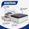 Cama Queen Madeira 1,60m Essenza Peseira Fechada Laca Branca