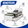 Cama Solteiro de Madeira 0,90m Essenza Peseira Fechada Laca Branca