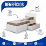 Cama Solteiro de Madeira 0,90m Essenza Peseira Fechada com 2 Gavetas Baú Laca Branca