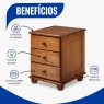 Mesa de cabeceira Madeira 3 gavetas Puxador Bolinha camponesa Imbuia Claro