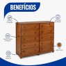 Comoda Madeira 10 gavetas 1,40m Camponesa Imbuia Claro