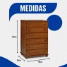 Cômoda Madeira 6 gavetas 0,80m Camponesa Imbuia Claro