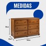 Comoda Madeira 6 gavetas 1,40m Camponesa Imbuia Claro