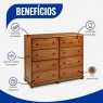 Comoda Madeira 6 gavetas 1,40m Camponesa Imbuia Claro