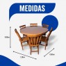 Conjunto de Mesa Redonda Corupixá 1,20m com 6 Cadeiras 