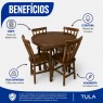 Conjunto de Mesa Redonda Corupixá 0,90m com 4 Cadeiras Torneada Imbuia
