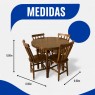 Conjunto de Mesa Redonda Corupixá 0,90m com 4 Cadeiras Torneada Imbuia