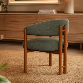 Poltrona Decorativa Karina Costas Madeira Boucl&eacute; Guarulhos Verde