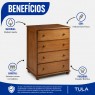 Cômoda de Madeira 4 Gavetas Camponesa 0,80m Imbuia Clara