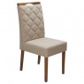 Conjunto De Mesa Em Madeira Quadrada 0,90m Vidro Off White Bali Com 4 Cadeiras Estofadas Morgana Linho Bege Mel