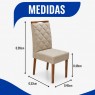 Conjunto De Mesa Em Madeira Quadrada 0,90m Vidro Off White Bali Com 4 Cadeiras Estofadas Morgana Linho Bege Mel