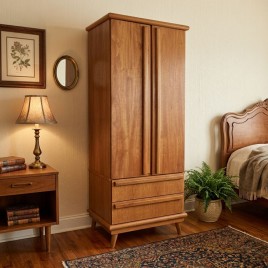 Roupeiro Solteiro Madeira 0,75m 2 Portas de Abrir 2 Gavetas Com Pés Camiseiro