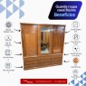 Guarda Roupa Casal Madeira Com Espelho 3 Portas de Correr Ripada 9 Gavetas Búzios 1,90m