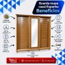 Guarda Roupa Casal Madeira com Espelho 3 Portas de Correr Inteiras Ripada 06 Gavetas Espanha 1,90m