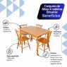 Conjunto de Mesa em Madeira 1,40m Brisamar com 4 Cadeiras Mel