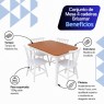 Conjunto de Mesa em Madeira 1,40m Brisamar com 6 Cadeiras Laca Branco/Mel