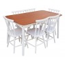 Conjunto de Mesa em Madeira 1,40m Brisamar com 6 Cadeiras Laca Branco/Mel