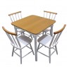 Conjunto de Mesa em Madeira Quadrada 0,80m Brisamar com 4 Cadeiras Laca Branco/Mel