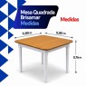 Conjunto de Mesa em Madeira Quadrada 0,80m Brisamar com 4 Cadeiras Laca Branco/Mel