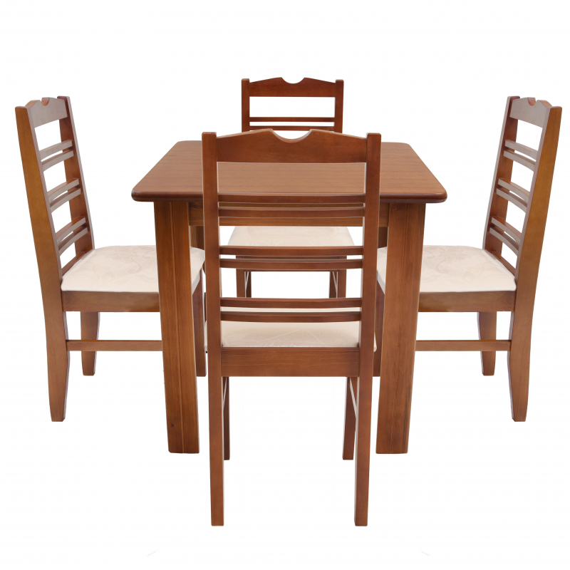 Conjunto de Mesa Madeira NR Quadrada 0,80m com 4 Cadeiras Nair Imbuia Conjunto de Mesa Madeira NR Quadrada 0,80m com 4 Cadeiras Nair Imbuia