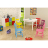 Conjunto de Mesa Infantil Quadrada 0,60m Laca Branca com 4 Cadeiras Coloridas