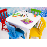 Conjunto de Mesa Infantil Quadrada 0,60m Laca Branca com 4 Cadeiras Coloridas