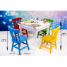 Conjunto de Mesa Infantil Quadrada 0,60m Laca Branca com 4 Cadeiras Coloridas