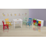 Conjunto de Mesa Infantil Quadrada 0,60m Laca Branca com 4 Cadeiras Coloridas