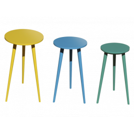 Conjunto de Mesa Redonda Palito Cores Amarelo, Azul e Verde