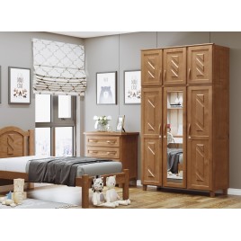 Guarda Roupa Solteiro Madeira Duplex 3 Portas Abrir Grécia 1,28m Imbuia