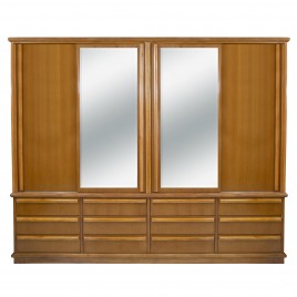 Guarda Roupa Casal Madeira 2,90m com 2 Espelhos 4 Portas de Correr 14 Gavetas Boleado