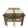 Conjunto de Mesa Esthelita Extensível 1,10-1,60m Vidro Fendi com 4 Cadeiras Sílvia