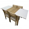 Conjunto de Mesa Esthelita Extensível 1,10-1,60m Vidro Fendi com 4 Cadeiras Sílvia