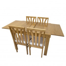 Conjunto de Mesa Londres Extensível 1,10-1,70m Tampo de Madeira com 4 Cadeiras