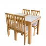 Conjunto de Mesa Londres Extensível 1,10-1,70m Vidro Preto/Branco com 4 Cadeiras Londres Diversos Tecidos Imbuia