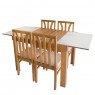 Conjunto de Mesa Londres Extensível 1,10-1,70m Vidro Preto/Branco com 4 Cadeiras Londres Diversos Tecidos Imbuia